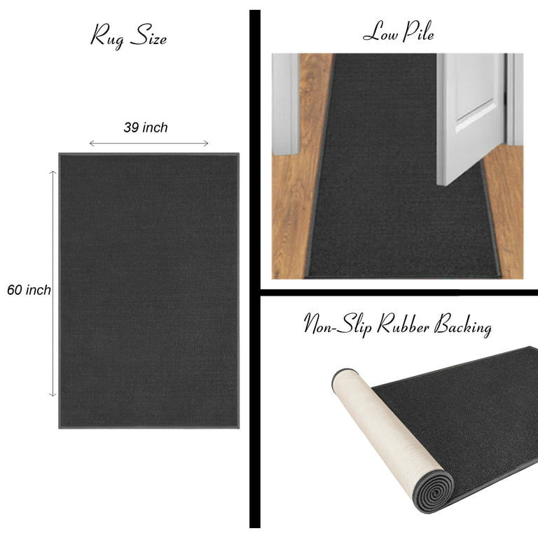 Rubber Backed Area Rug, 39 X 58 inch (fits 3x5 Area), Beige Geometric, Non  Slip, Kitchen Rugs and Mats