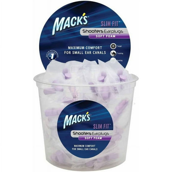 Mack's Shooters Slim Fit Foam Earplugs, 100-Pair Tub
