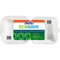 Hefty ECOSAVE Sandwich Hinged Lid Container (6" x 6", 100 ct.)