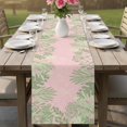 thumbnail image 4 of Pink Leaves Table Runner - 90 Inch Long Green Summer Botanical Pastoral Cotton and Linen Blended Dress Scarves Farmhouse Table Runner for Kitchen Dining, Coffee Table, 13" x 90", 4 of 8
