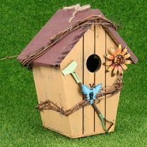 FOLOYORI 1Set Bamboo Bird House Pendant Oblique Style Rural Garden Decor for Home Outdoor 11.8x7.9x4.7in