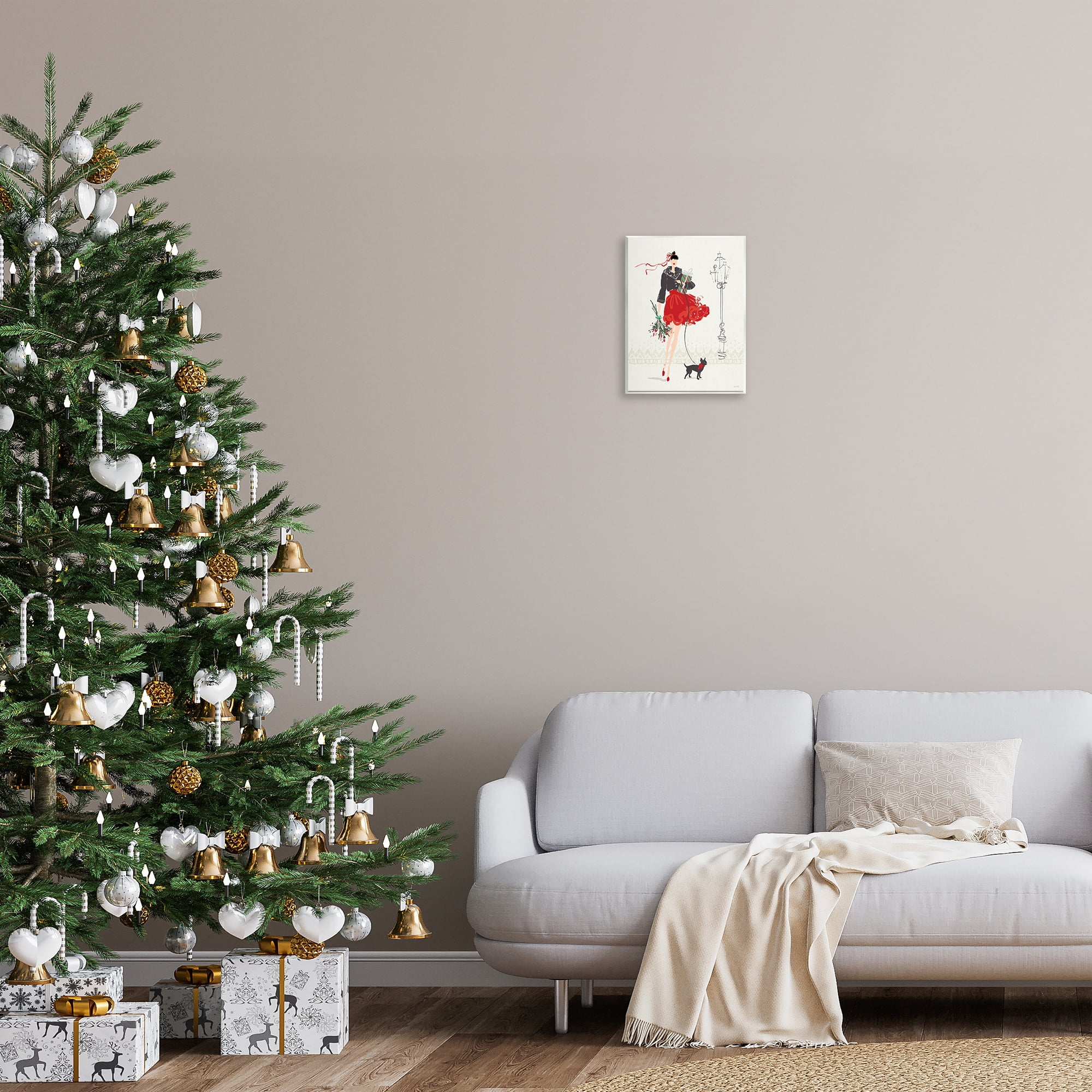 Stupell Industries Holiday Fashionista Girl Holiday Painting Unframed Art Prints Wall Art, 11 x 14