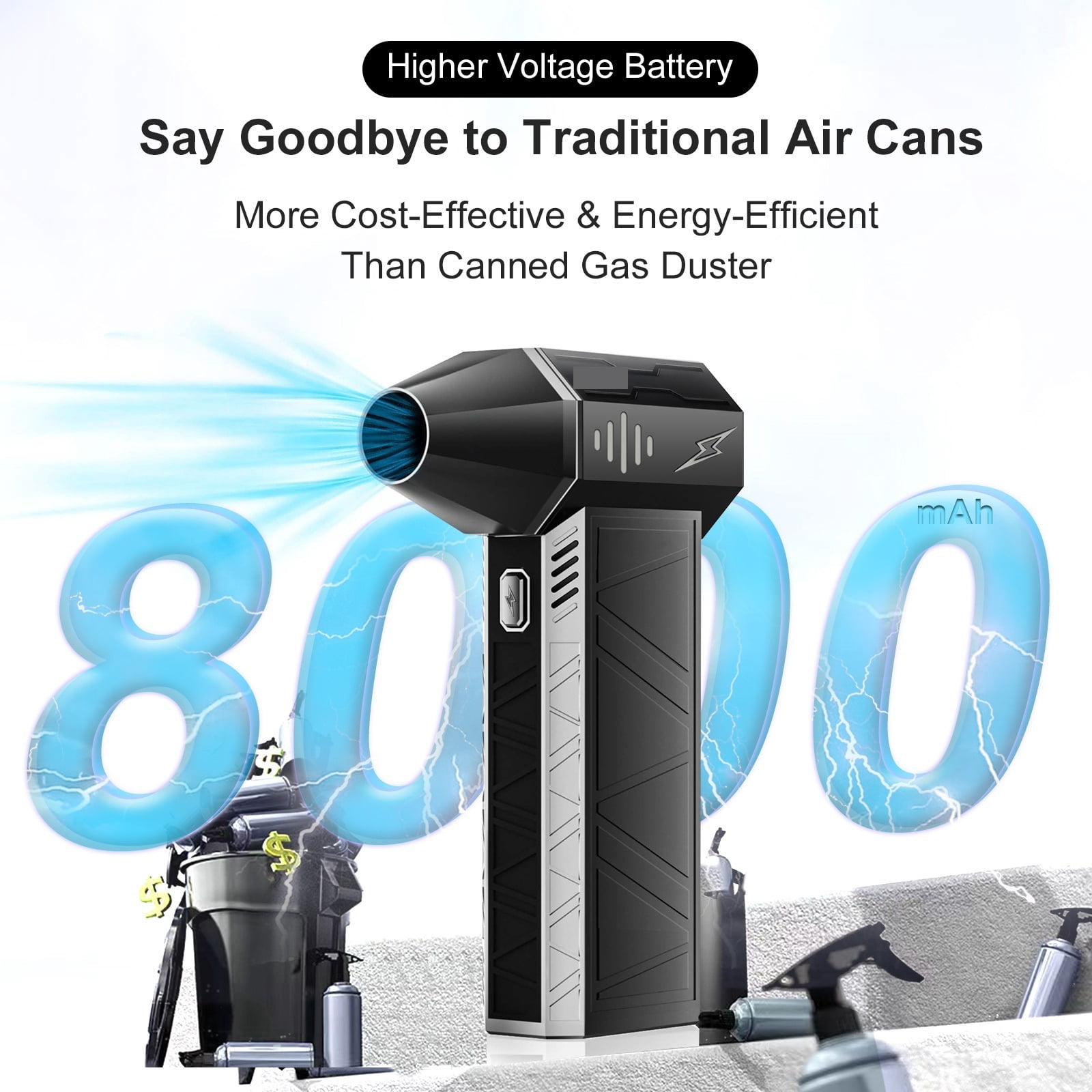 Mini Handheld Turbo Jet Fan-150000RPM Powerful Compressed Air Duster For Car Dryer/PC/Home-Industrial Duct Blower