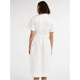 thumbnail image 2 of Free Assembly Women's and Women's Plus Cotton Double Tie Utility Midi Dress with Short Sleeves, Sizes XS-4X, 2 of 5