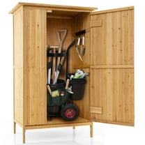Costway Outdoor Storage Cabinet 5 × 3 FT Wooden Garden Shed with Asphalt Roof