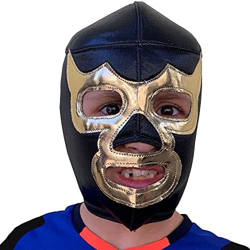 Gold Demon Youth Lucha Libre Máscara de Lucha Libre (Niños - Fit) 8 a 11 años Niños Luchad Make It Count Make It Count