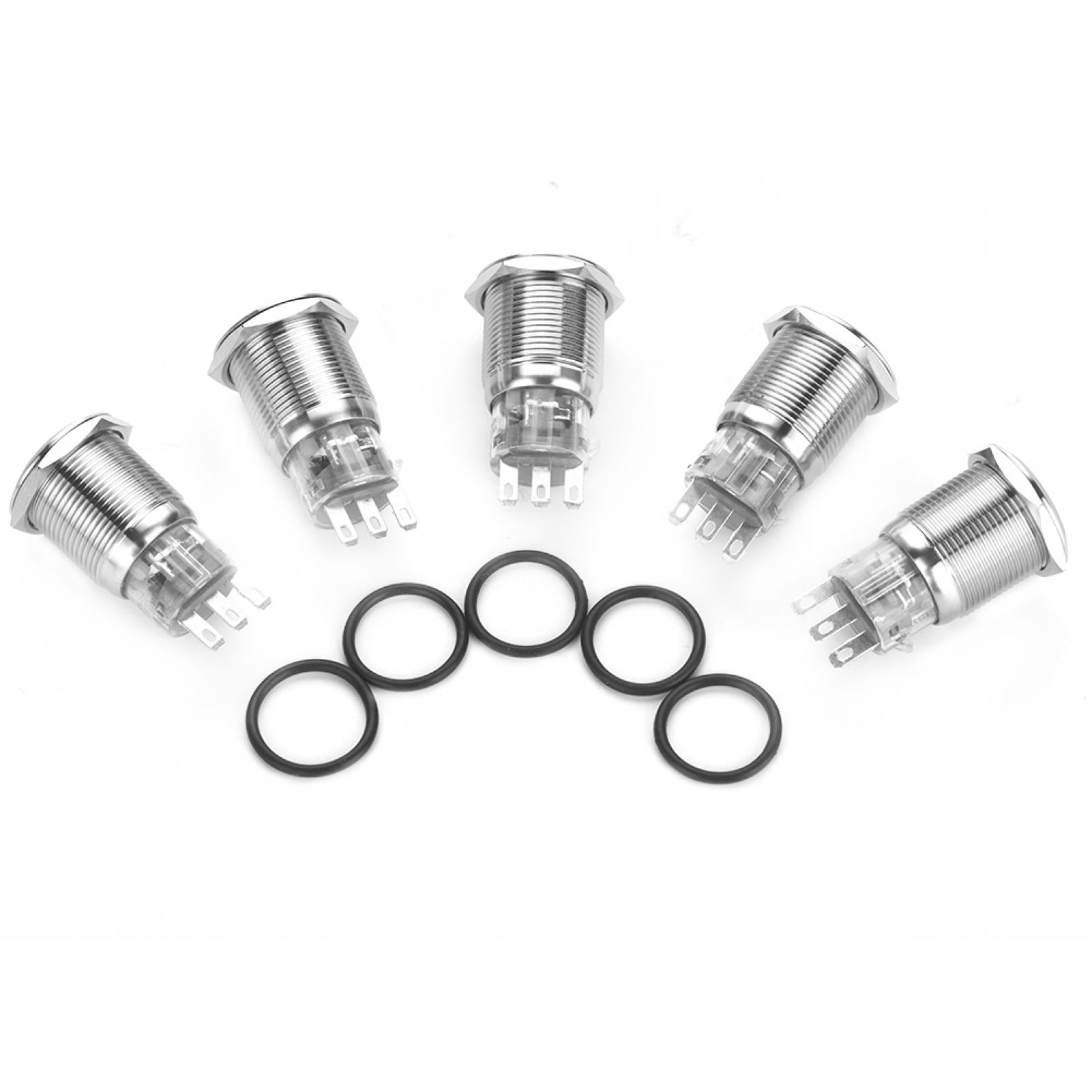 Push Button Switch, Latching Push Button Switch, 5 Pcs/set 3 Pin Round