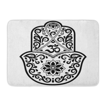 Oriental Door Mats KDAGR Hamsa Symbol Mantra Om Pattern in Oriental for The Interior and Henna Drawings Ancient Sign of Hand Doormat Floor Rug Bath Mat 23.6x15.7 inch ()