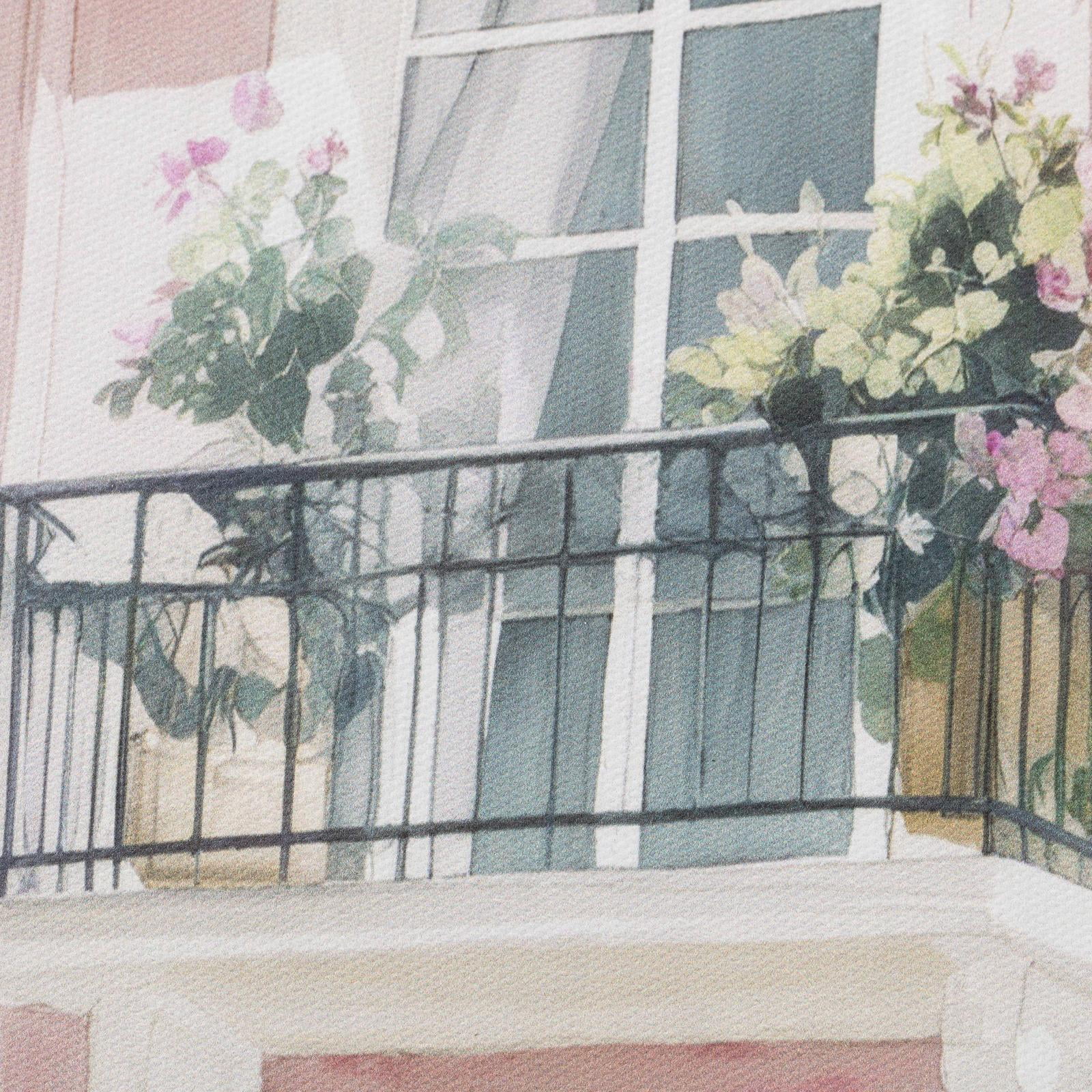 My Texas House Pretty Pink Balcony 16" x 20" Travel Framed Wall Art