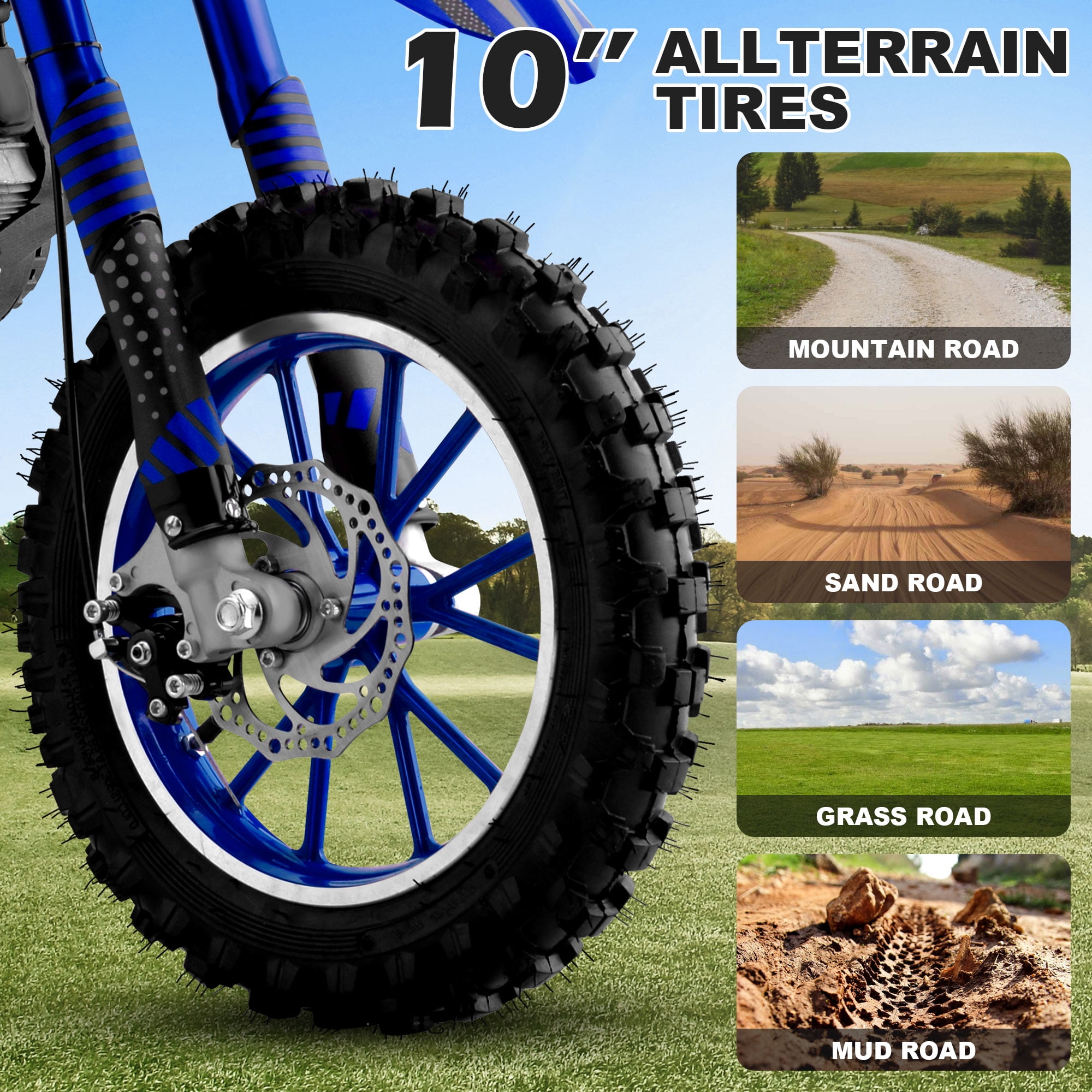 Gpower Gasoline 49cc Dirt Bike for Kids 6-15,2-Stroke Gas Power Mini Dirt Bike,1-Seater,Blue