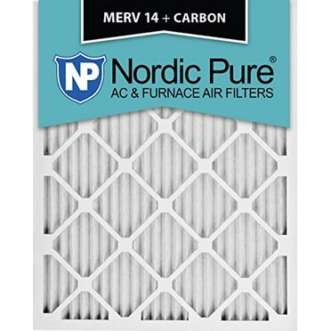 Nordic Pure 14x20x1 (13 1/2 x 19 1/2 x 3/4) Pleated Air Filters MERV 14 Plus Carbon 6 Pack