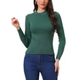thumbnail image 1 of Suéter de cuello alto de mujer INSPIRE CHIC de manga larga, suéter de punto acanalado M Verde oscuro, 1 of 5