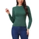 thumbnail image 1 of Suéter de cuello alto para mujer INSPIRE CHIC, de manga larga, tejido acanalado, suéter pulóver, talla S, verde oscuro, 1 of 5