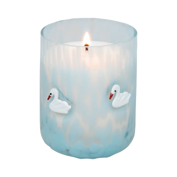 Mainstays 1-Wick Art Glass Blushing Petals Scented Jar Candle, Swan, 8.5 oz