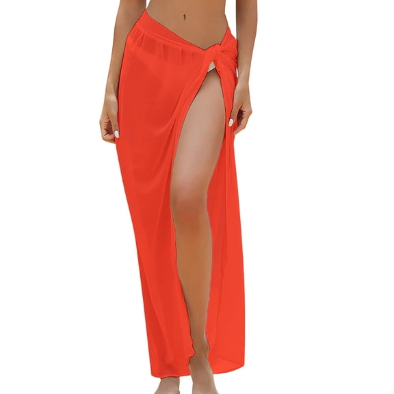GJSYRH Women Sarong Swimsuit Coverup Chiffon Beach Tie Wrap Skirt Long Bikini Sheer Scarf Bathing Suit