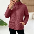 thumbnail image 2 of Manzbdm Women's Diamond‑Quilted Lightweight Jacket, Stand‑Collar Zip‑Up Short Padded Coat with Pockets, Casual Outerwear for Fall Winter, 2 of 8