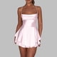 thumbnail image 2 of Vestido midi sexy de color liso y corte ajustado para mujer - Cuello en V, lazo delantero, tirantes finos, espalda abierta - Playa/Fiesta/Cóctel - S-L, 2 of 6
