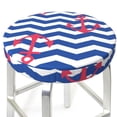 thumbnail image 3 of Fotbe Nautical Anchors Stool Covers Round,Waterproof Round Bar Stool Covers Bar Chair Covers Washable Stool Cushion Slipcover for 12-14 Inch Chair-12 inch, 3 of 7