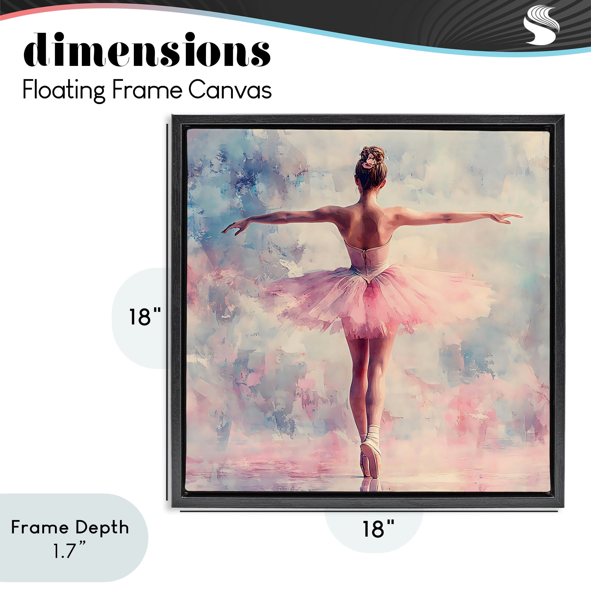 Stupell Industries Elegant Ballet Dancer in Motion Black Framed Floater Canvas Wall Art, design by Creative Studio