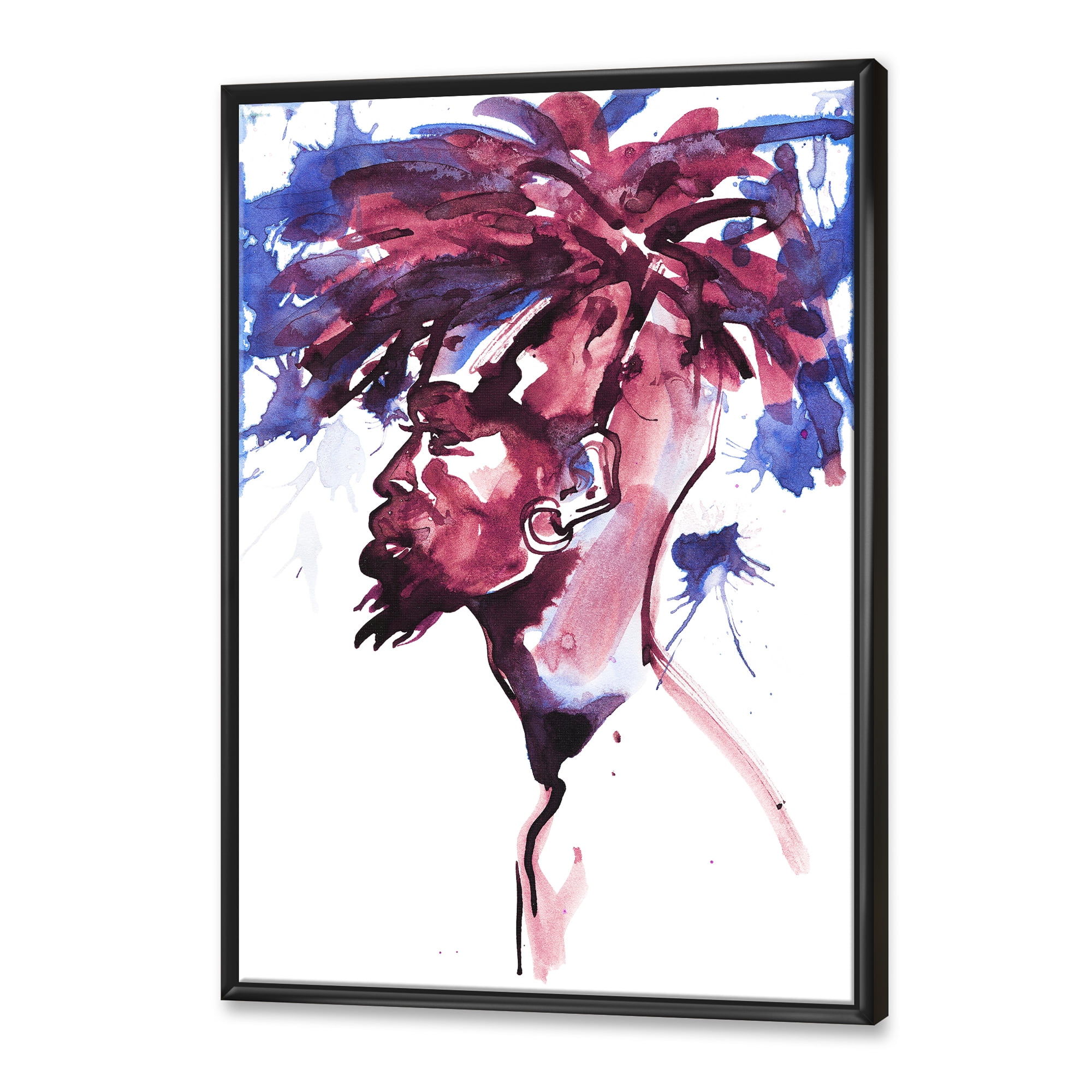 Designart 'Fashion Portrait of Handsome African Man' Modern Framed Canvas Wall Art Print