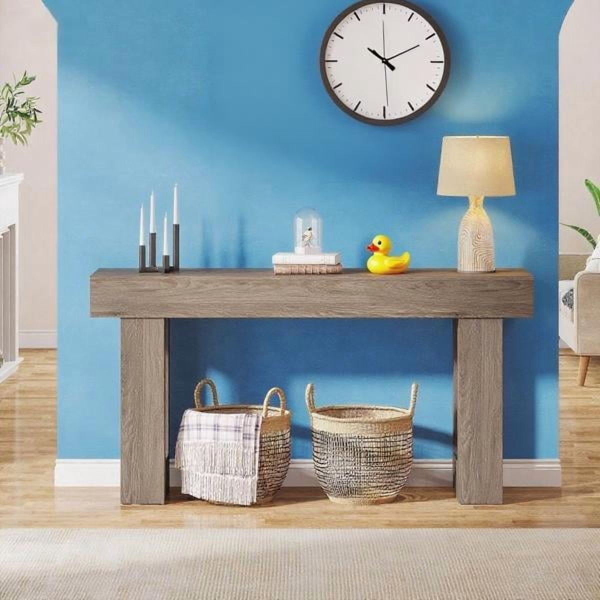 63" Farmhouse Console Table, Rustic Hallway Entryway Table, Engineered Wood MDF, Sturdy with Foot Pads, for Living Room Sofa Hallway, Gray