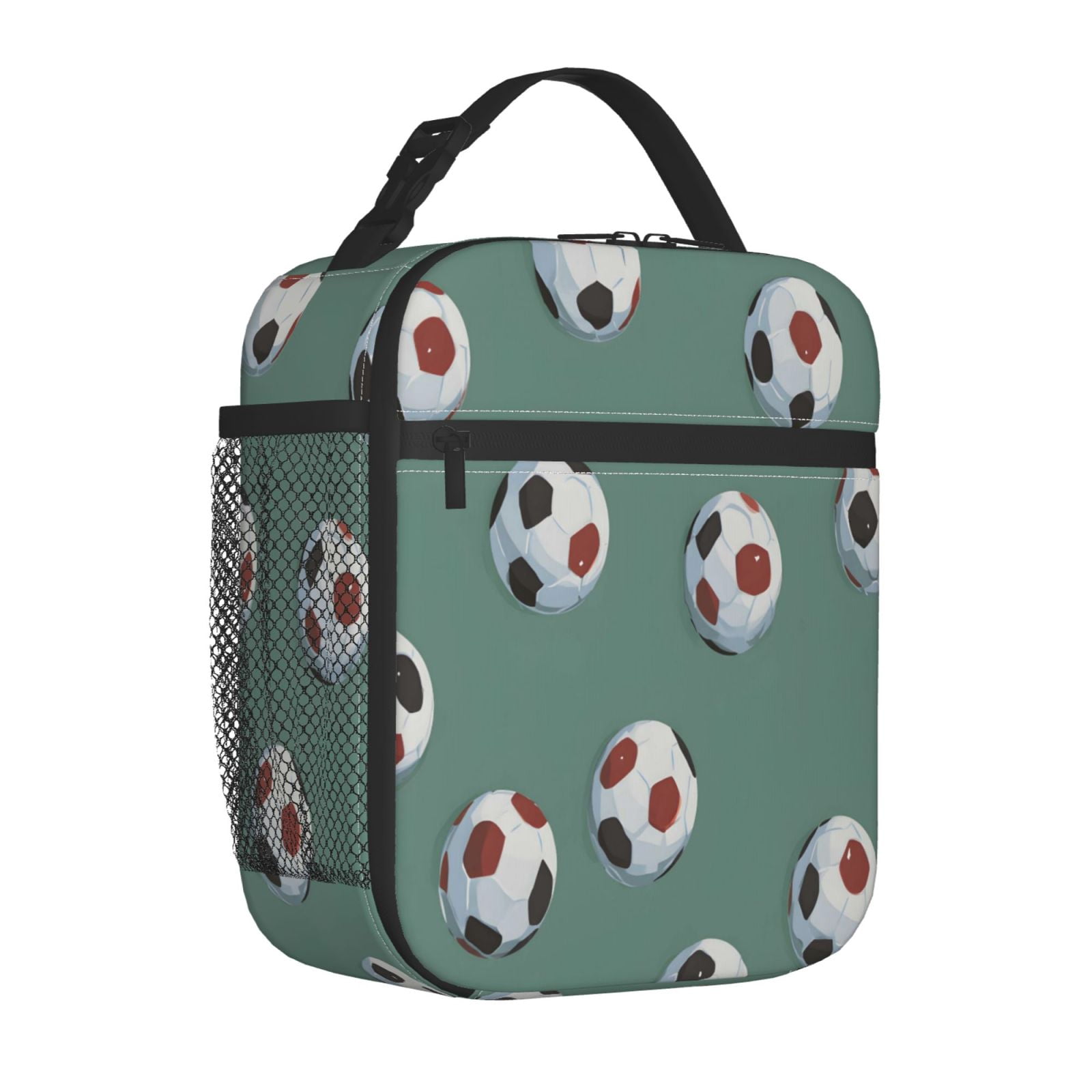 Lunch Bag For Women Men Insulated Portable Lunch Box Bento Box Office Picnic Travel Cooler Bag Soccer Football Cool Sport Style Simple And Trendy