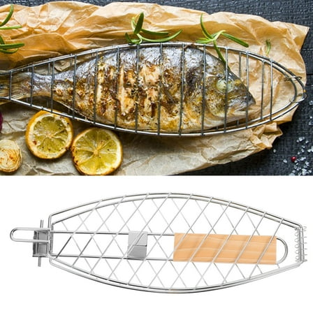 OFFIGAM Stainless Steel Fish Grilling Basket Lightweight for Outdoor Bbq