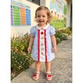 thumbnail image 3 of Cenuakty Girls Back to School Dress Apple School Bus Pencil Embroidery Doll Collar Short Sleeve A-line Dress Kids Summer Plaid Dress, 3 of 9