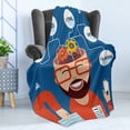 thumbnail image 4 of Nerd Soft Flannel Fleece Throw Blanket, Happy Web Developer with His Brain Open Coding Computers Concept Geek, Cozy Plush for Indoor and Outdoor Use, 60" x 80", Sea Blue and Multicolor, by Ambesonne, 4 of 5