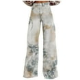thumbnail image 3 of QATAINLAV Women's Fashion Floral Print Jeans Button High Waisted Palazzo Pants Oversized Loose Fit Wide Leg Jean Pants with Pockets Prime Sales Today Multicolor 3XL, 3 of 6
