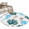 thumbnail image 2 of Jellyfish Coral Coastal Round Area Rug 4ft, Nautical Summer Beach Ocean Sea Washable Non-Slip Circle Rugs for Bedroom Living Room Kitchen, Soft Non Shedding Circle Carpet for Dining Room Dorm, 2 of 9