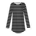 thumbnail image 4 of felwors Women's Striped Long Sleeve Tunic Top - Long Length Casual Sweatshirt Shirt Black, XL, 4 of 5
