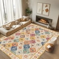 thumbnail image 6 of MJIAexp 9'x12' Moroccan Area Rug Washable Bedroom Rug Vintage Boho Area Rug Non-Slip Accent Throw Rug Stain Resistant Floor Carpet for Kitchen Entryway Living Room Office Boho Multi-color, 6 of 12