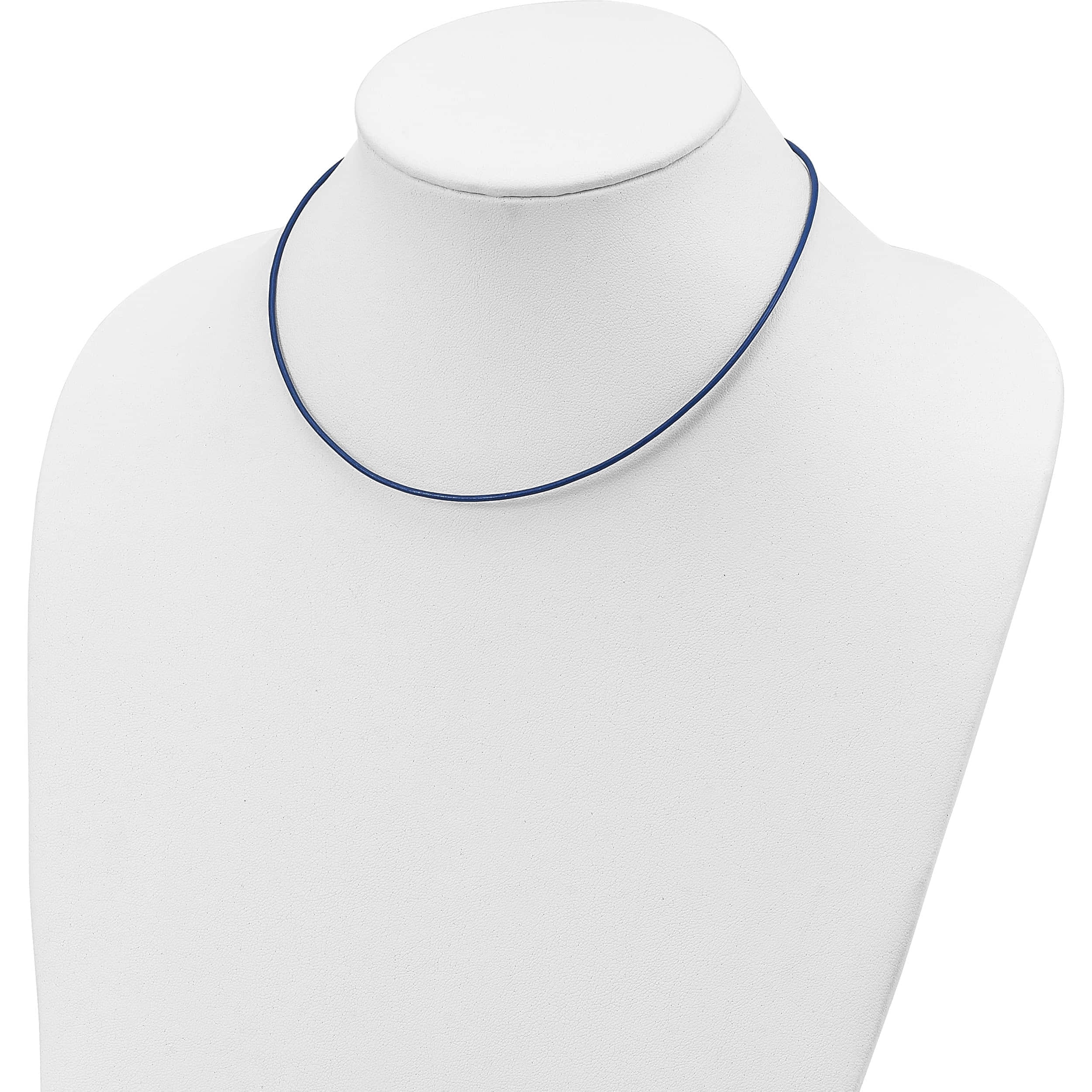 Sterling Silver 16Inch 1.5mm Royal Blue Leather Cord Necklace (16 X 1.5) Made In United States qg1301-16