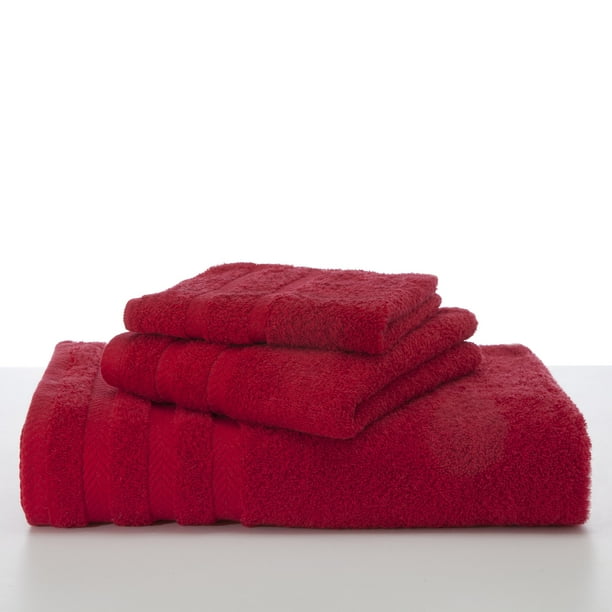 Egyptian Cotton with Dryfast 30"W x 54"W Red Bath Towel