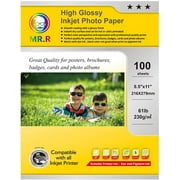 MR.R Single Side High Glossy Inkjet Photo Paper Letter Size 8.5"x11" 100Sheets per Pack 61lb 240gsm