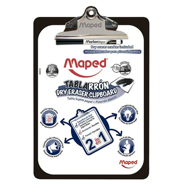 Tabla Sujetadocumentos c / Pizarron + Plumon ClipBoard Maped Maped 350210