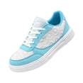 thumbnail image 3 of Lace Mesh Skate Shoes, Breathable Sneakers, Low-Top Athletic Shoes Casual Sneakers–Lightweight Non-Slip Athletic Footwear for Running, Walking, and Training, Spring Summer, Women Shoes, Cyan 8, 3 of 5