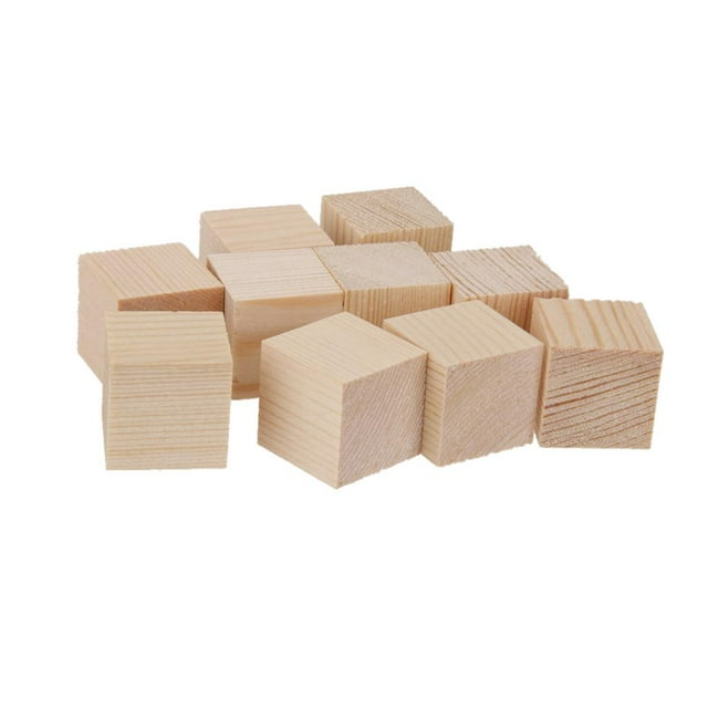 12 cubos de madera natural, bloques cuadrados para fotos, manualidades y bricolaje. 30 mm