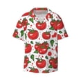 thumbnail image 2 of Lsque Hand Drawn Tomatoes print Men's Cuban Collar Short Sleeve Shirt Summer Beachwear Casual Button Down Fashionable Vacation Leisure Shirt-3X-Large, 2 of 7