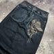 thumbnail image 4 of Pantalones vaqueros con estampado gótico para hombre, ropa de calle Y2K, Harajuku, informal, holgado, recto, de pierna ancha, Punk, 4 of 5
