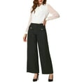 thumbnail image 2 of INSPIRE CHIC Women's Wide Leg Pants Long Trousers with Flap Pockets S Black, 2 of 5