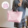 thumbnail image 4 of Nmdmisc PVC Tote Bag for Women,Large Work Tote Bag for Women,Letter Print Tote Bag,Favorite Tote Bag (Pink), 4 of 7