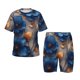thumbnail image 1 of Fotbe Elegant Blue Gold Blooms Pijama Estampada de 2 Piezas para Niños – Ropa de Dormir de Manga Corta Cómoda para Niños y Niñas, Camiseta y Shorts de Algodón-Medium, 1 of 6
