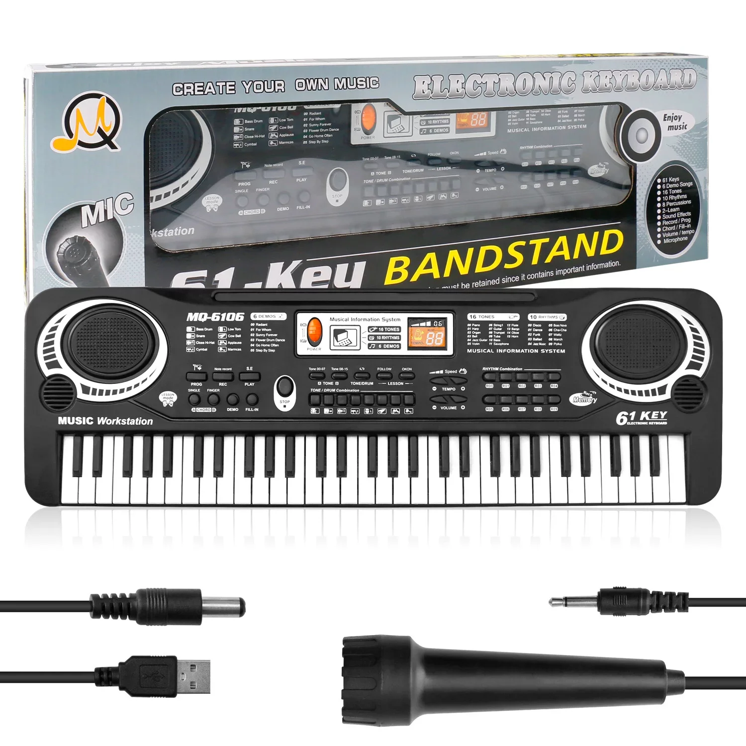 Electronic Piano Keyboard for Kids, 61 Keys Beginner Electric Piano with Microphone, Digital Music Piano, Portable Electronic Keyboard Piano, Musical Instrument Piano Toys for Girls Boys Gift