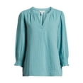 thumbnail image 5 of Time and Tru Women’s Double Cloth Peasant Top with Long Sleeves, Sizes XS-XXXL, 5 of 5