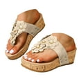 thumbnail image 1 of Dakaela Womens Cork Flower Platform Sandals Arch Support Wedge Flip Flops Summer Walking Slip on Shoes, 1 of 8