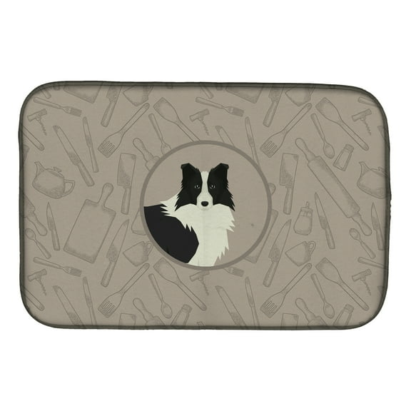 Caroline's Treasures Border Collie In the Kitchen Dish Drying Mat