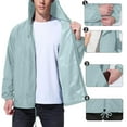 thumbnail image 6 of Summer Autumn Mens Rain Jacket Raincoat Windbreaker Running Waterproof Lightweight Packable with Hood Travel Hiking Cycling Trendy Coat for Outdoors Activities Plus Size, 6 of 9