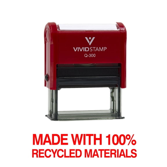 All Quality Made With 100% Recycled Materials Self-Inking Rubber Stamp | Professional Business Branding (Red Ink) - Q-200